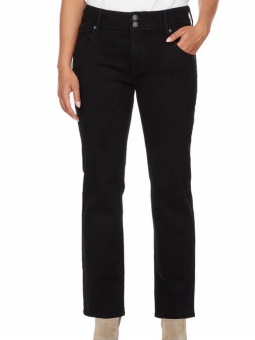HUDSON black button flap pocket jeans